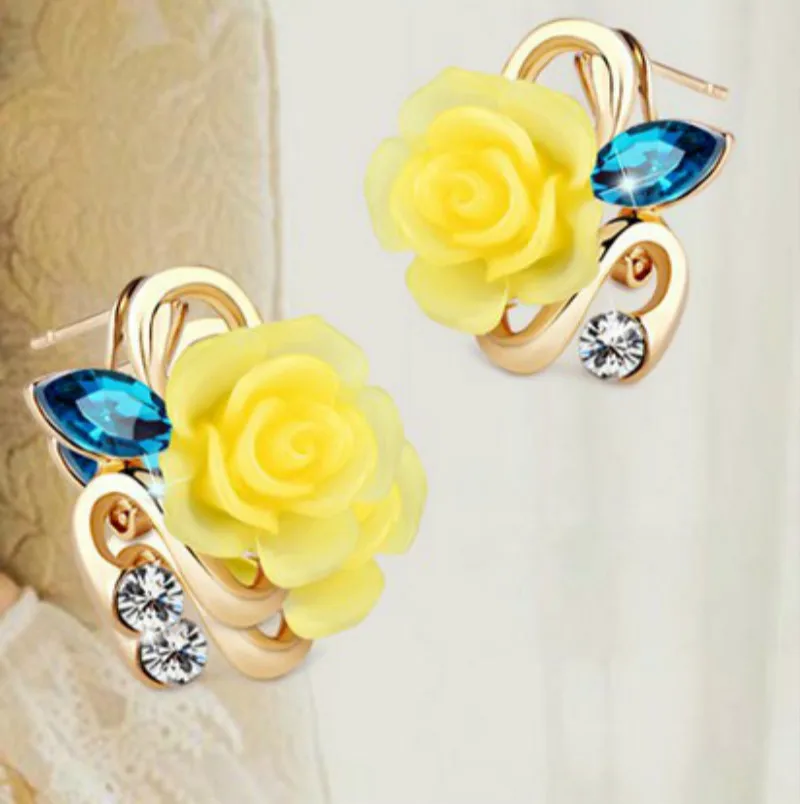 Серьги с розами для девушек модные серьги кристаллами|rose earrings|earrings girlearrings fashion |