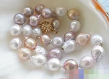 

3656 white pink lavender almost round keshi reborn PEARL NECKLACE