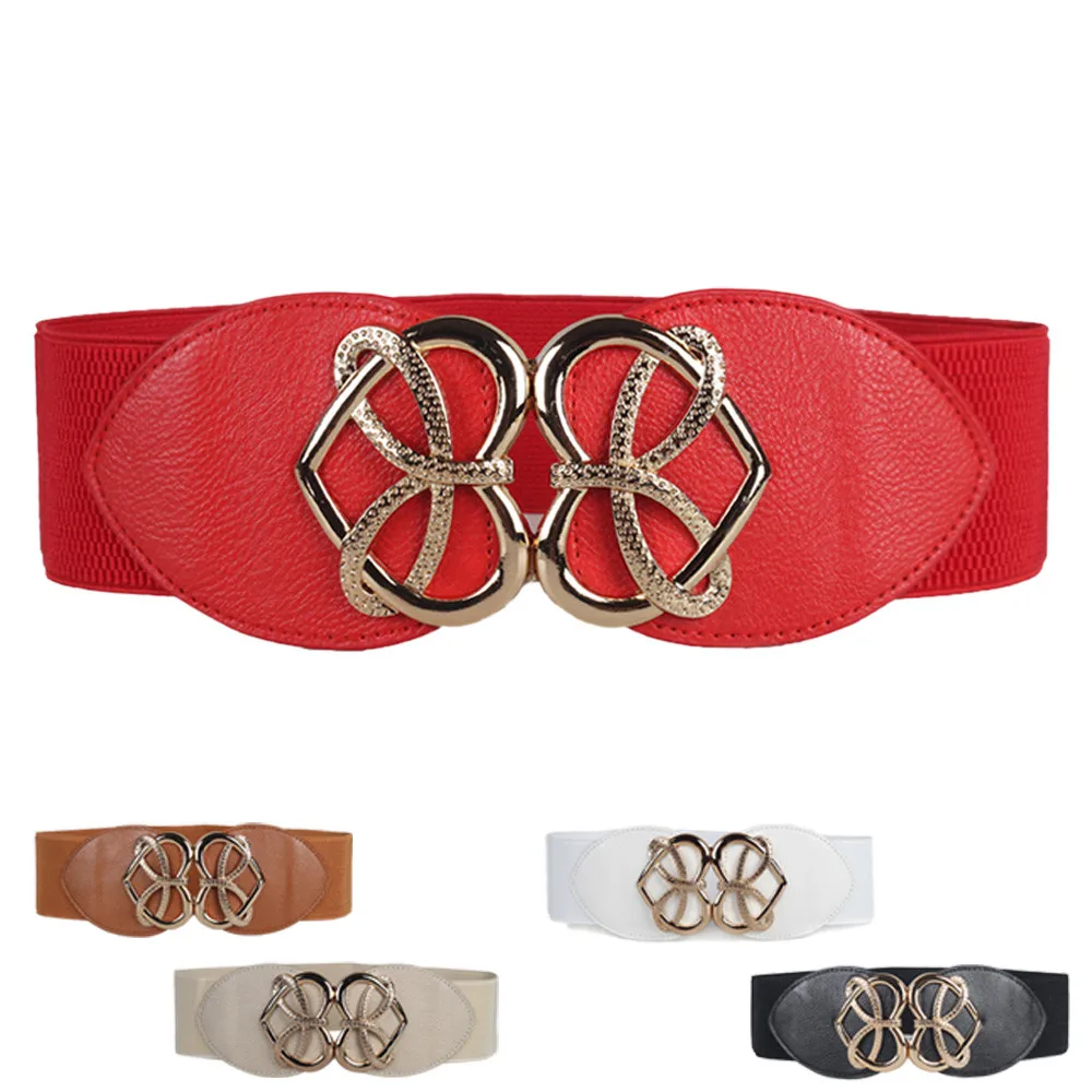 

Retro Fashion Decorative Elastic Waistband Femme Elastic Wide Belt Female Belt Mujer Red white slim waist band New #W