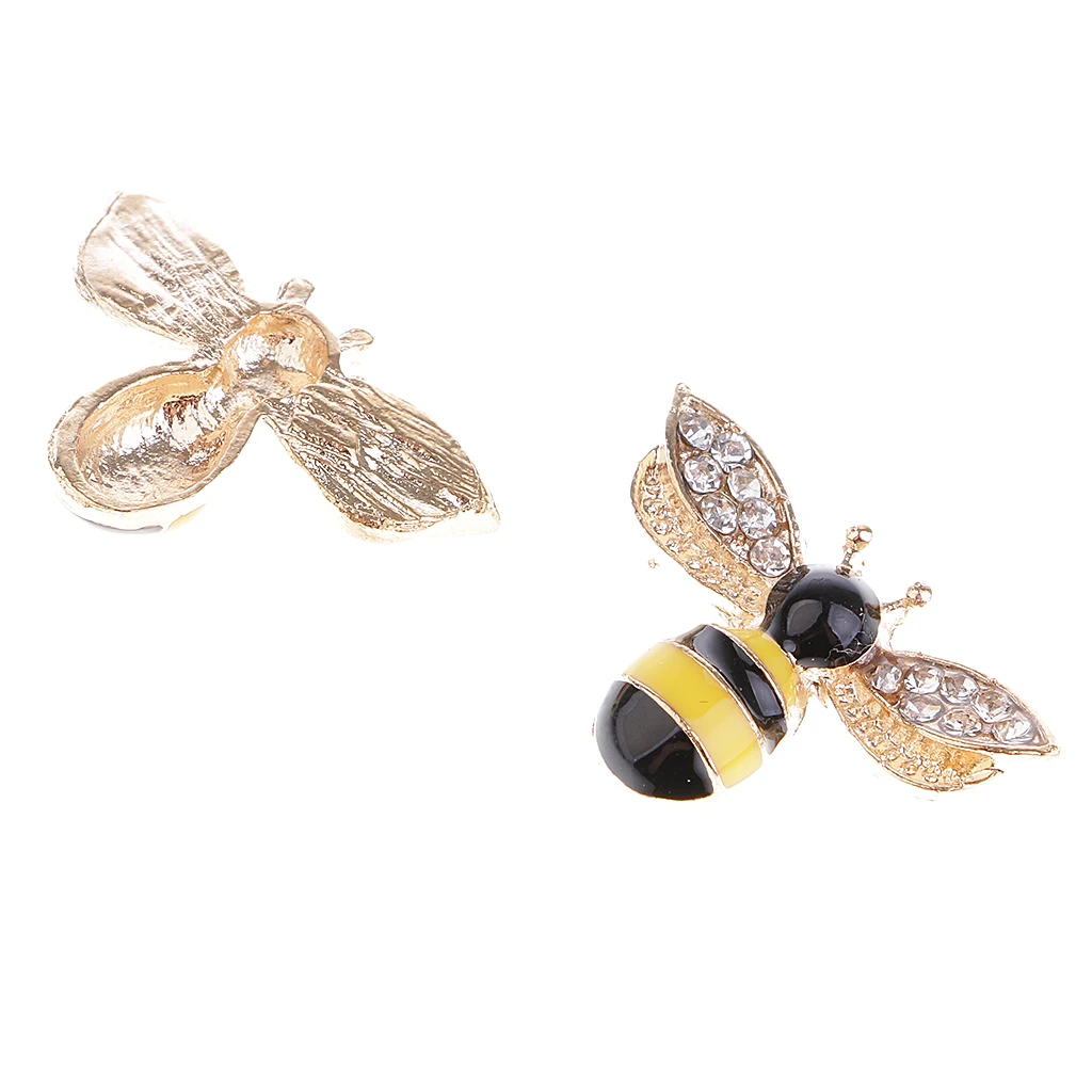 5pcs Bee Shape Alloy Rhinestone Flatback Buttons Jewelry Making Findings 25mm