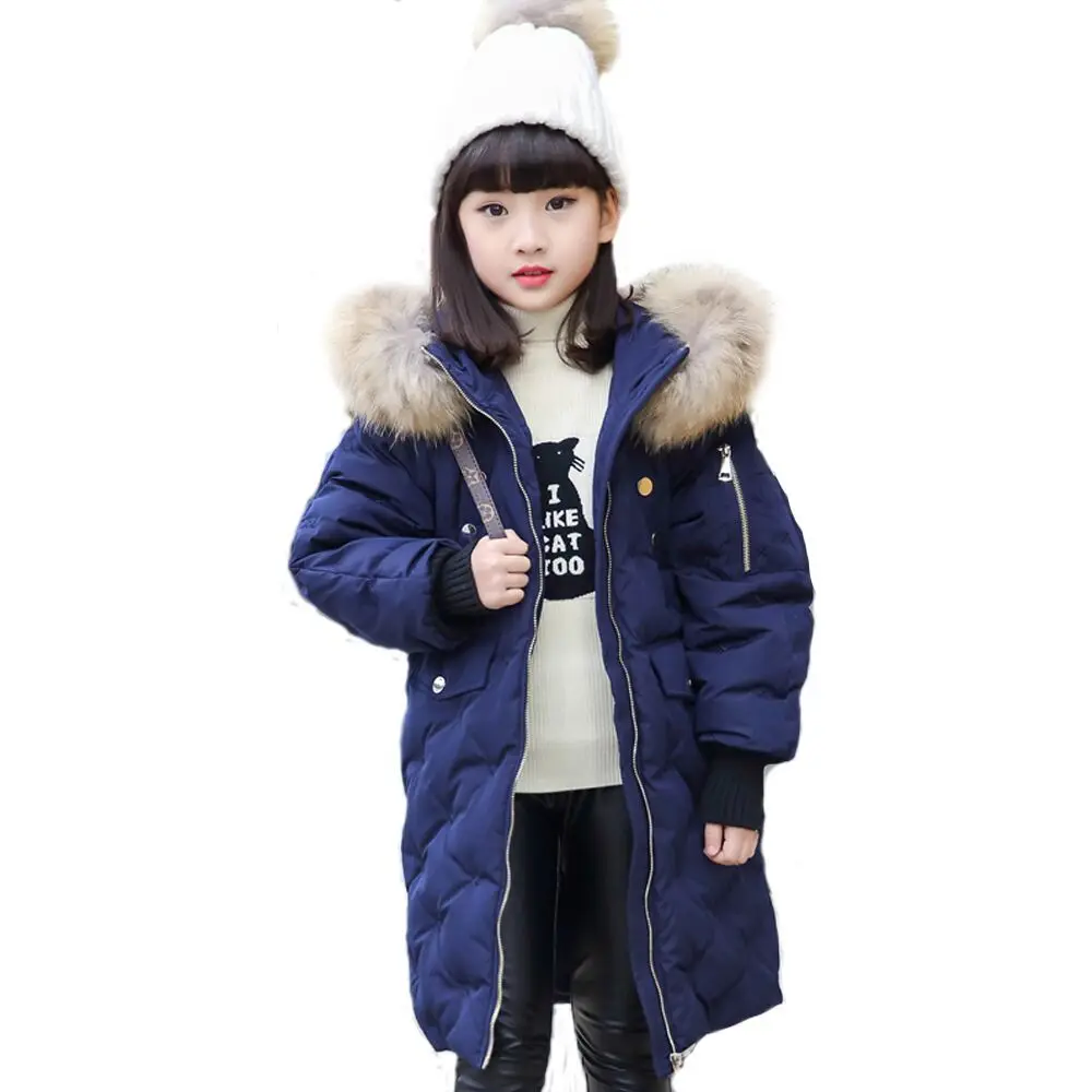 

Brand Kids Winter Jacket for Girls Teenager Clothes Russian Children Duck Down Coat Long Big Fur Hooded Warm Outerwear 10 12