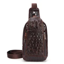 Винтажные мужские нагрудные сумки с крокодиловым узором мужская сумка через плечо из натуральной коровьей кожи с карманами на плечо Повседневная мужская сумка-мессенджер# Q1313