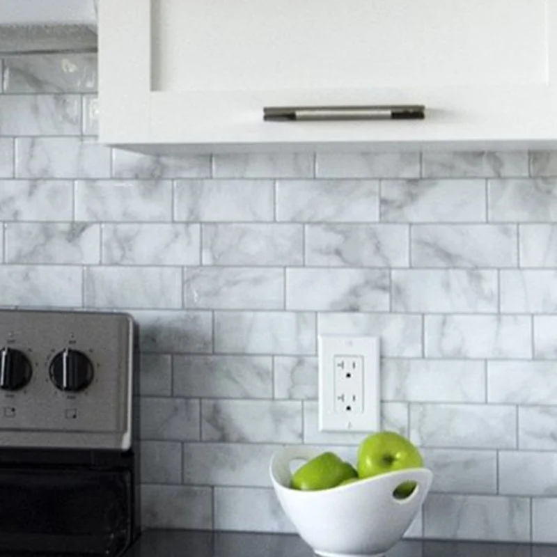

3D Three-dimensional Grey brick Subway Tile Peel and stick Self Adhesive Wall decal Sticker DIY Kitchen Bathroom Home