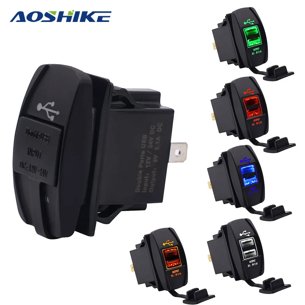 AOSHIKE Dual USB Интерфейс автомобиля Зарядное устройство прикуриватель 5V 2.1A мотоцикл лодочный коннектор для автомобилей розетки Мощность универсальный разъем