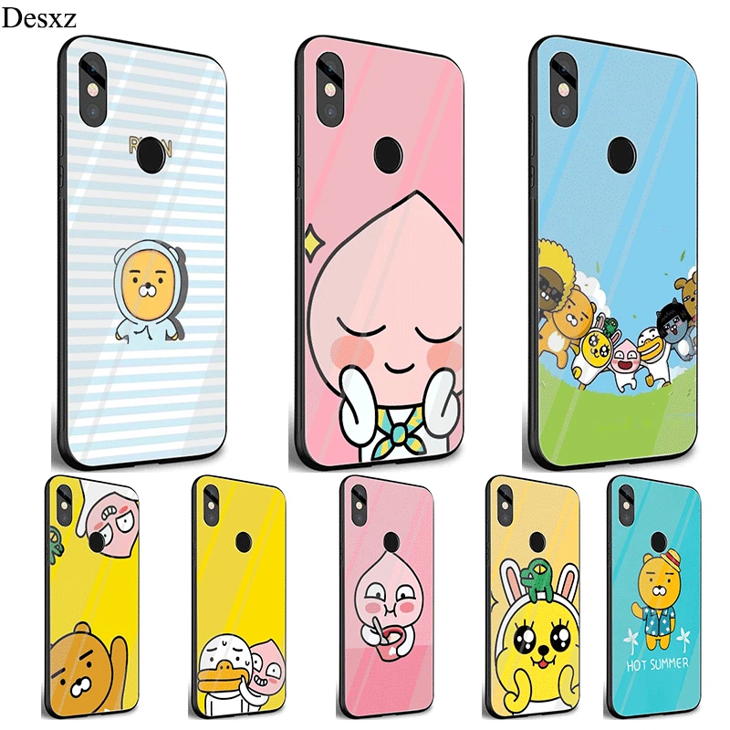 

Desxz Cell Phone Case Glass Kakao Case For Xiaomi Mi 8 Lite A1 A2 5X 6X 9 Redmi Note 5 6 7 Pro 6A 4X Pocophone F1 Cover