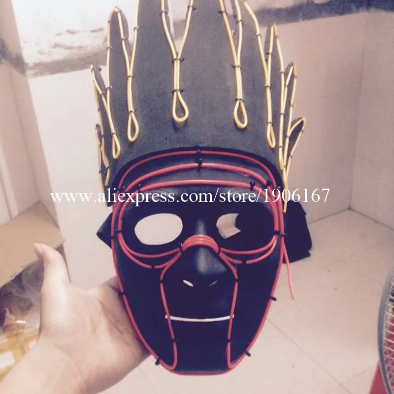 

Fashion Colorful Led Luminous EL wire Indian Headdress Mask Night Club Illuminate Halloween Masquerade Party Headwear