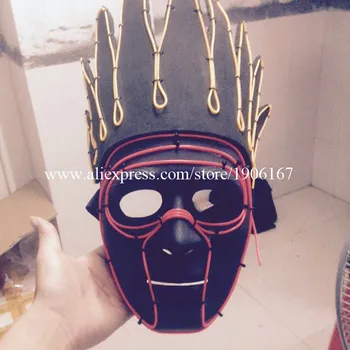 

Fashion Colorful Led Luminous EL wire Indian Headdress Mask Night Club Illuminate Halloween Masquerade Party Headwear