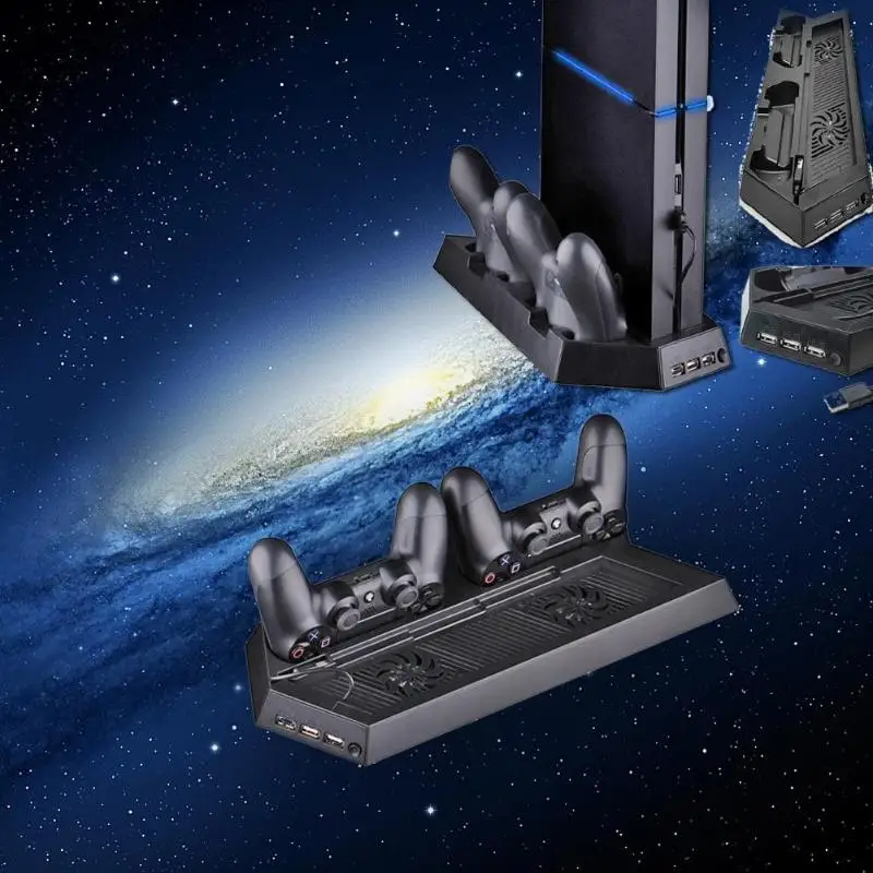 Dual Charger Cooler Fans Cooling Station Vertical Stand with 2 Controller Charging Dock station For