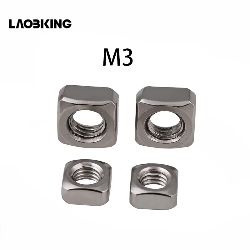 

100Pcs DIN557 GB39 M3 A2-70 304 Stainless Steel Square Nuts