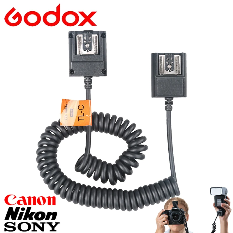 Godox 3M Off Camera Flash Speedlite TTL Cable Shoe Sync Cord for Canon