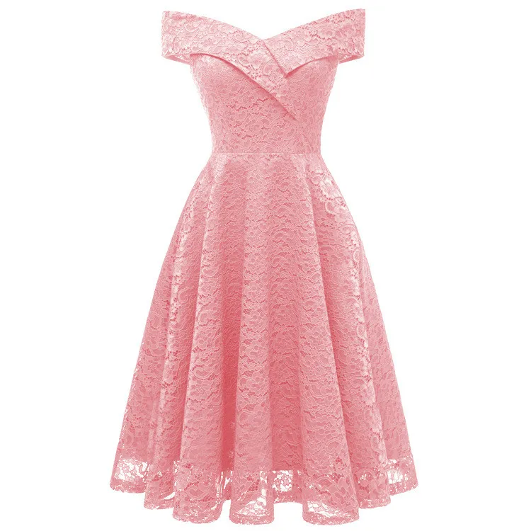 

Women's Elegant Sleeveless Floral Lace Cocktail Party Dress One-shoulder sexy dress summer women's zipper dress