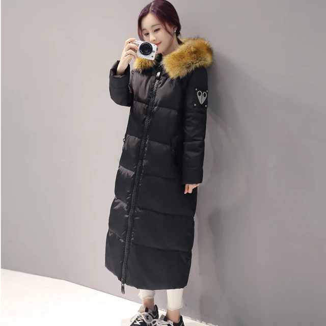 Cheap High Quality Army green 2016 Fashion Parkas Winter Female Down Jacket loose long Hooded Coat thick warm women winter coat