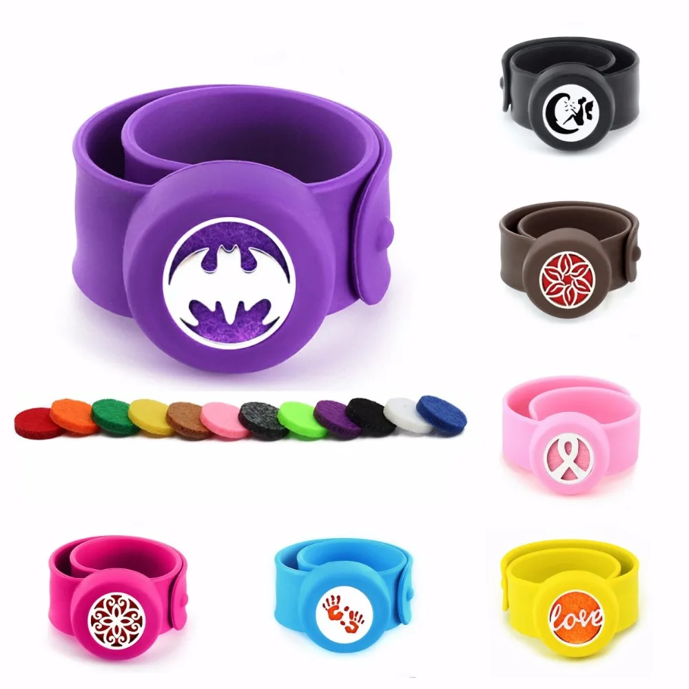 

Batman angel Repellent diffuser kids slap Bracelet Silicone 25mm Magnet Essential Oil Perfume Diffuser locket Steel as kids gift
