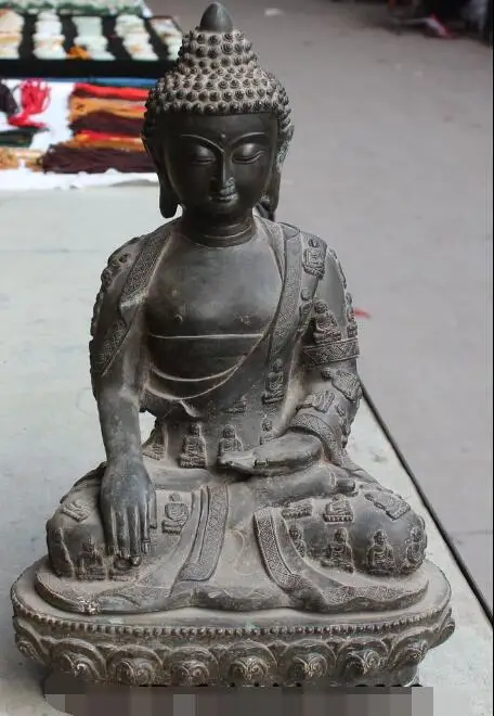 

S4732 16"Old Tibet Tibetan Buddhism Pure Bronze Joss Shakyamuni Amitabha Buddha Statue