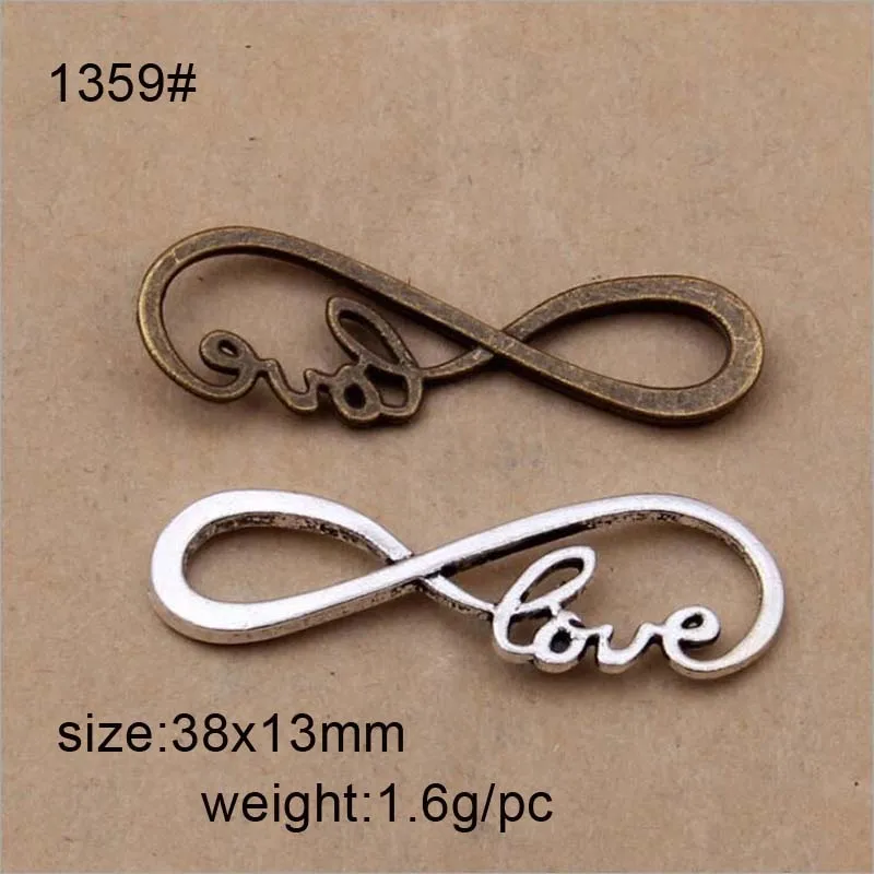 

25pcs/lot Antique Silver/Antique Bronze Infinity Love Charm For DIY Bracelets Jewelry Making Handmade Craft