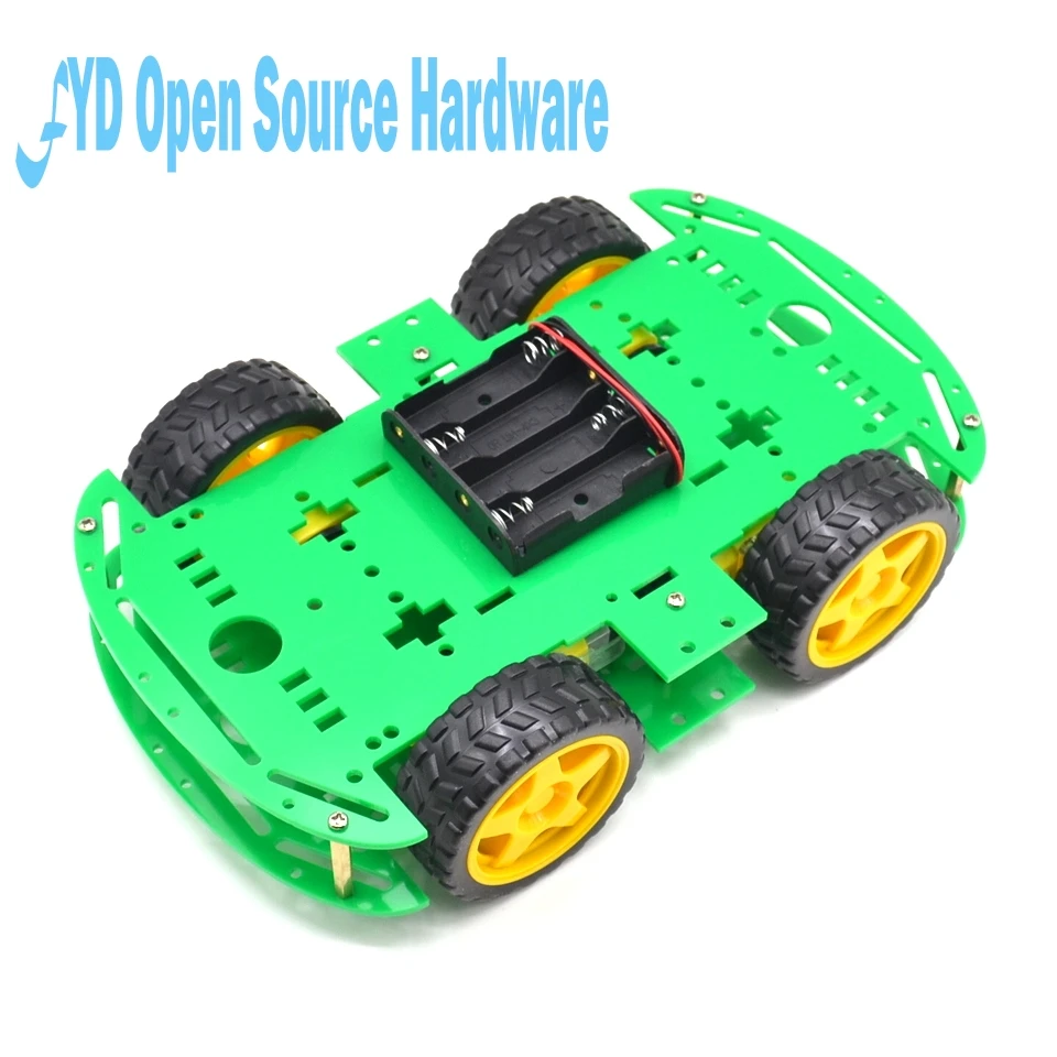 

1 pc green Motor Smart Robot Car Chassis Electronic Manufacture DIY Kit Speed Encoder Battery Box 4WD 4 Wheel Drive Car