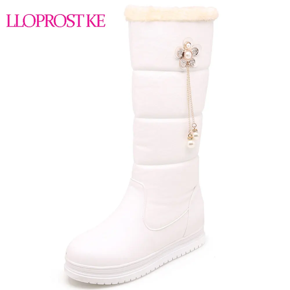 

Lloprost ke Warm Thick Fur Snow Boots Woman Shoes Wedge Mid-Calf Boots Shoes Women Waterproof Winter Boot Large Size 32-44 D510