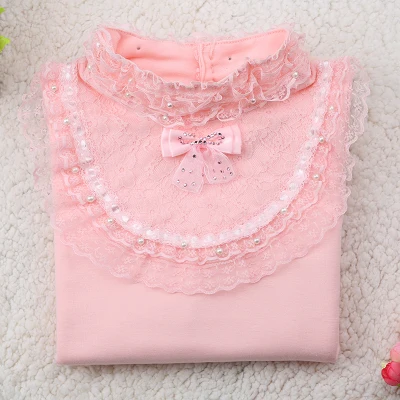 Детская одежда г. осенняя одежда для маленьких девочек детская одежда школьная блузка для девочек хлопковая Детская рубашка Милые Кружевные блузы с бантом От 2 до 14 лет - Цвет: Розовый