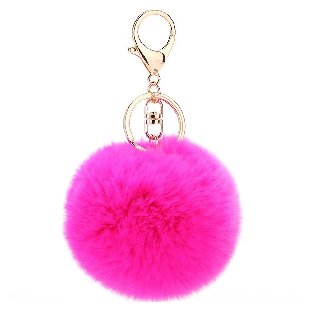 

Cindiry Cute Rabbit Fur Ball PomPom Cell Phone Car Pendant Handbag Key Ring Chain Keychain For Bag Plush Car Key P4