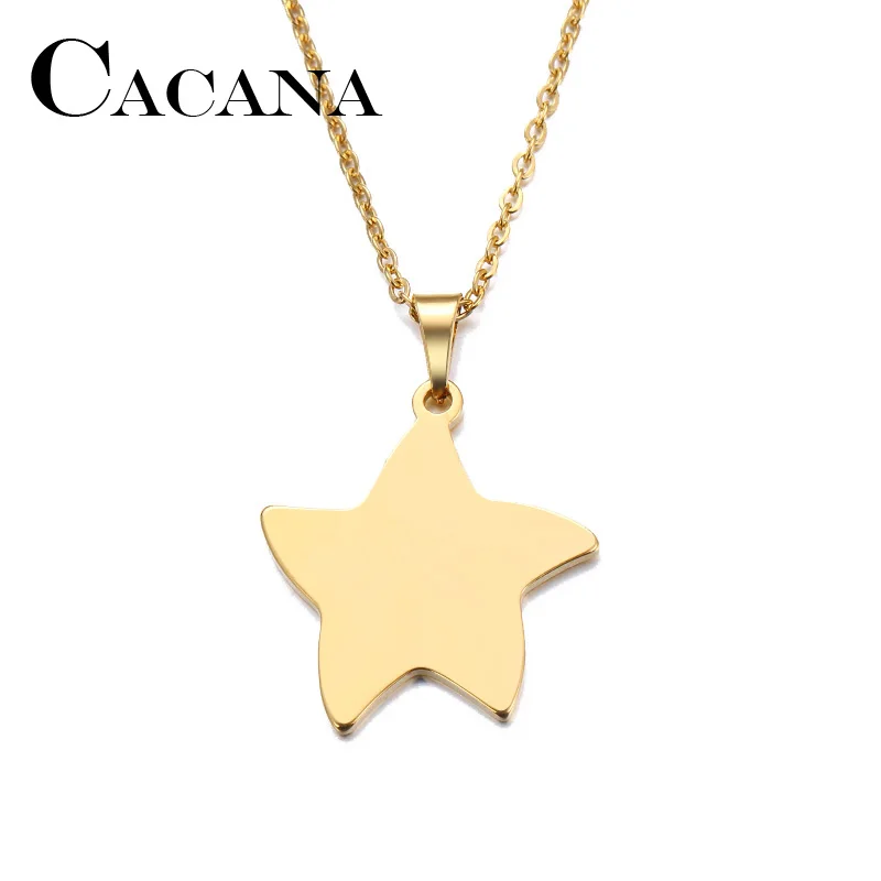 

CACANA Stainless Steel Necklace For Women Man Lover's Starfish Gold And Silver Color Pendant Necklace Engagement Jewelry