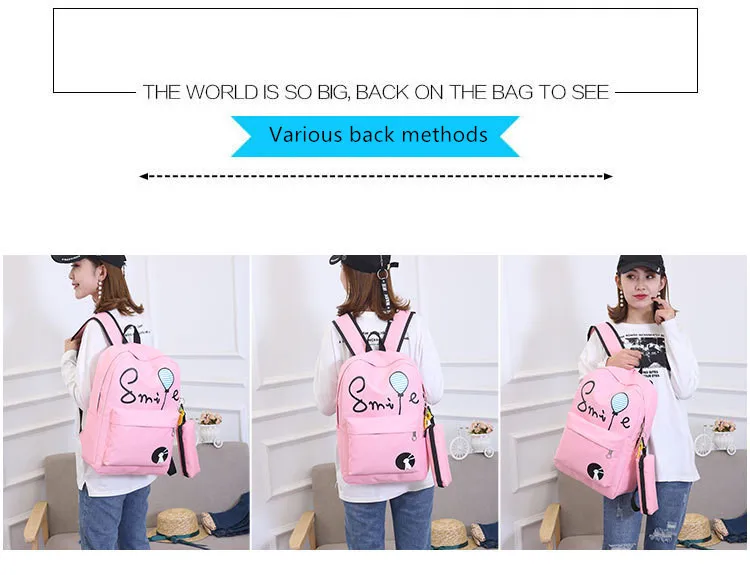 JIAOO 4 шт. женский рюкзак повседневный холщовый женский рюкзак школьный рюкзак сумки для книг для студентов женский рюкзак mochila feminina