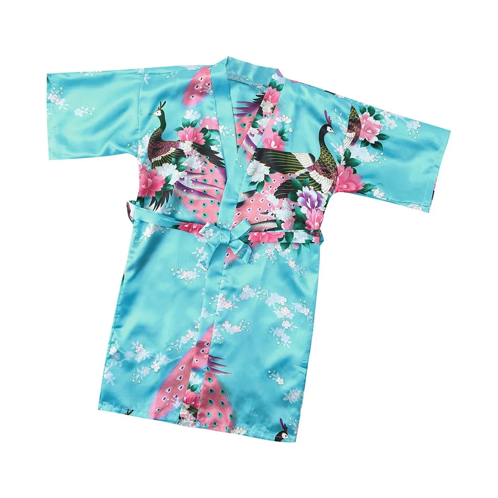 ARLONEET для маленькой девочки и гладкая ткань; Удобная дышащая ткань модный халат для маленьких девочек с цветочным рисунком Шелковый атласное кимоно; наряд, одежда для сна, одежда W0111