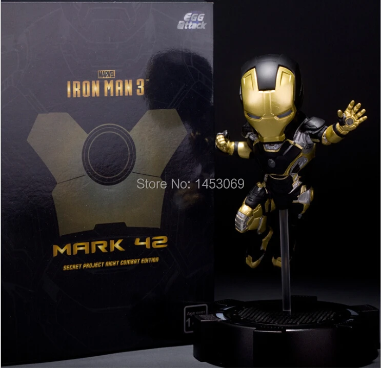

Egg Attack Iron Man 3 MK42 Mark 42 PVC Action Figure Collectible Toy Black Gold Color 16CM Free Shipping HRFG277