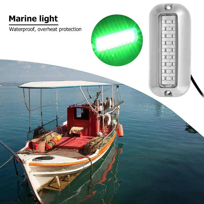 

50W Underwater Pontoon Marine Boat Transom Lights 27LED Green Light Ocean Led