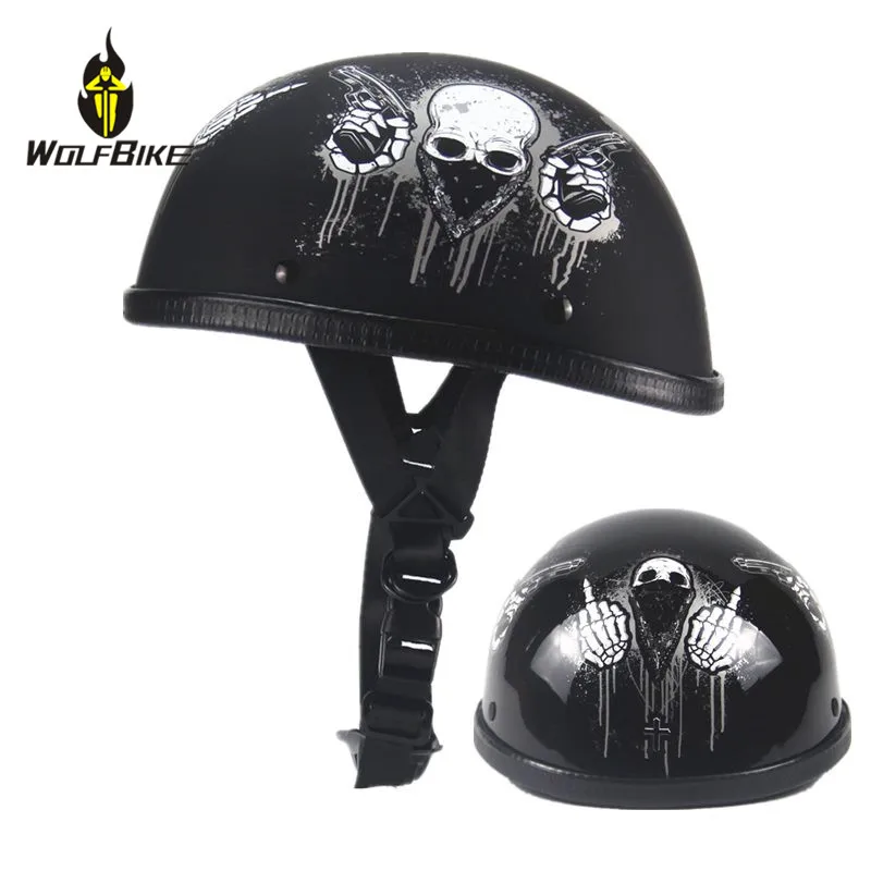 

Easy Cleaning Skull Cycling Helmet Open Face Summer Anti-UV Sunscreen Off Road MTB RacingMotorbike Scooter Bike Caps 58-62cm