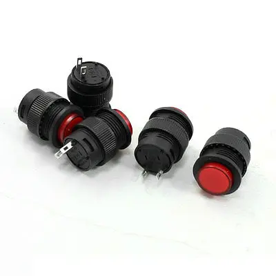 5 Pcs Arcade Games 2 Pins Momentary Push Button 13mm Red AC125V/3A 250V/1.5A | Обустройство дома