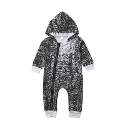 Новорожденных Детская Одежда для мальчиков и девочек теплый комбинезон с капюшоном одежда с длинными рукавами из хлопка для маленьких