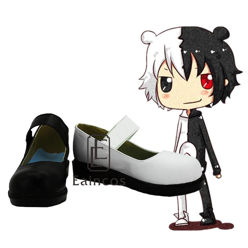 

Anime Danganronpa Monokuma Cosplay Party White and Black Shoes Custom Made