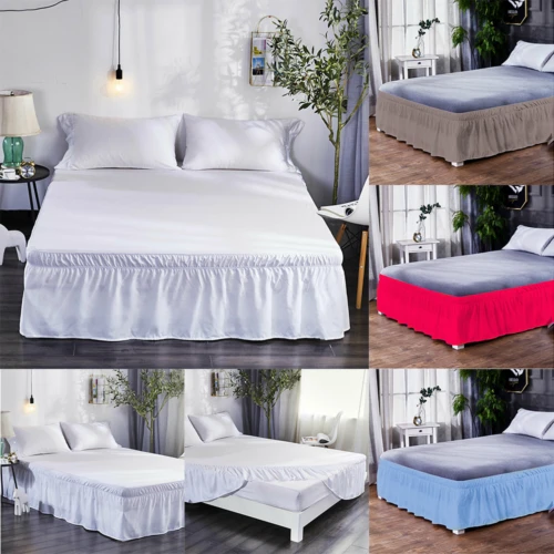 Solid Brief Plain Classic Elastic Bed Skirt Dust Ruffle Easy Fit King Queen Full Twin Bed Linings Bed Decor Home Textile Bed Skirt Aliexpress