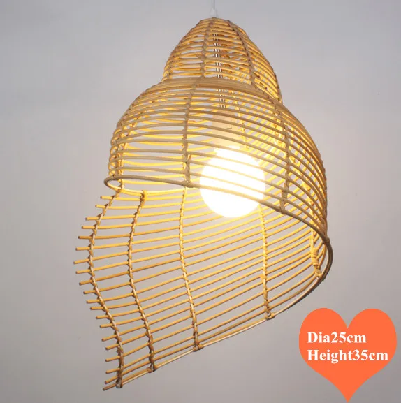 

Chinese hand knitting rattan art Pendant Lights Southeast Asia rustic snail design E27 LED lamp for porch&parlor&stairs LHDD029