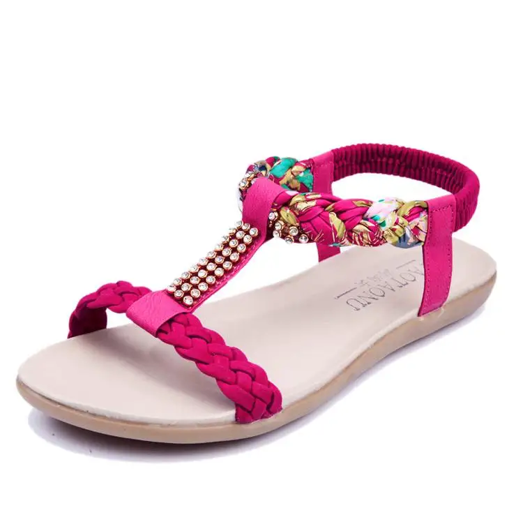 STAN SHARK/женские босоножки; Летняя женская обувь; пляжные сандалии; удобная женская летняя обувь; женская обувь на плоской подошве; Sandalias Mujer - Цвет: Розово-красный