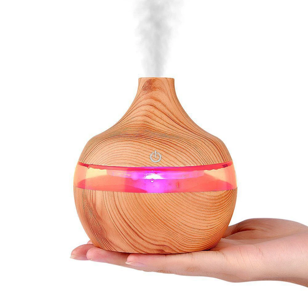 

300ml USB Essential oil Aromatherapy air diffuser Electric Aroma Diffuser Wood Ultrasonic Humidifierr LED Lights for Office H