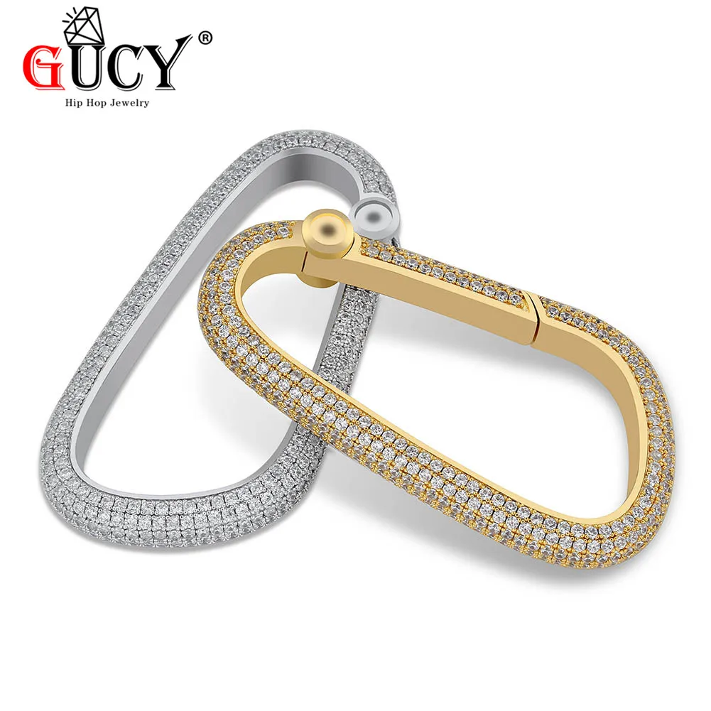 

Gucy New Iced Out Carabiner Key chain Gold Silver Color Hip Hop CZ Charm Jewelry Solid for men Gifts key chain