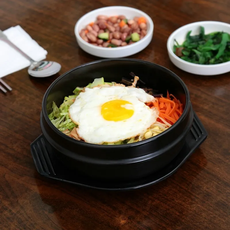 Korean Cuisine Dolsot Stone Bowl for Bibimbap Jjiage Ceramic Soup Ramen