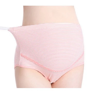 4 Pregnant Women Briefs Adjustable Underpants High Waist Maternity Cotton Underwear Stripe Pattern Pregnancy Briefs Cotton Pants