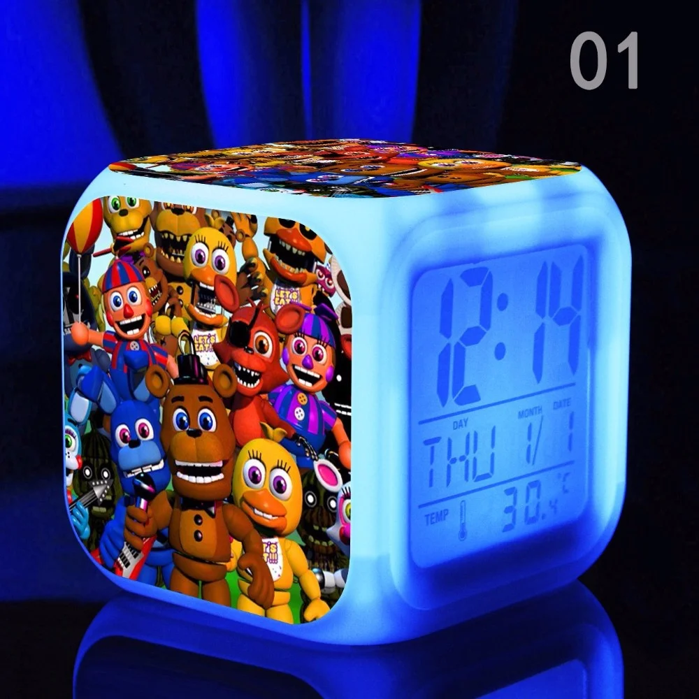 

Five Nights At Freddy's 7color LED Alarm Clock FNAF Bonnie Foxy Freddy Fazbear Bear Clock Night Light Clocks Watch Gift BS
