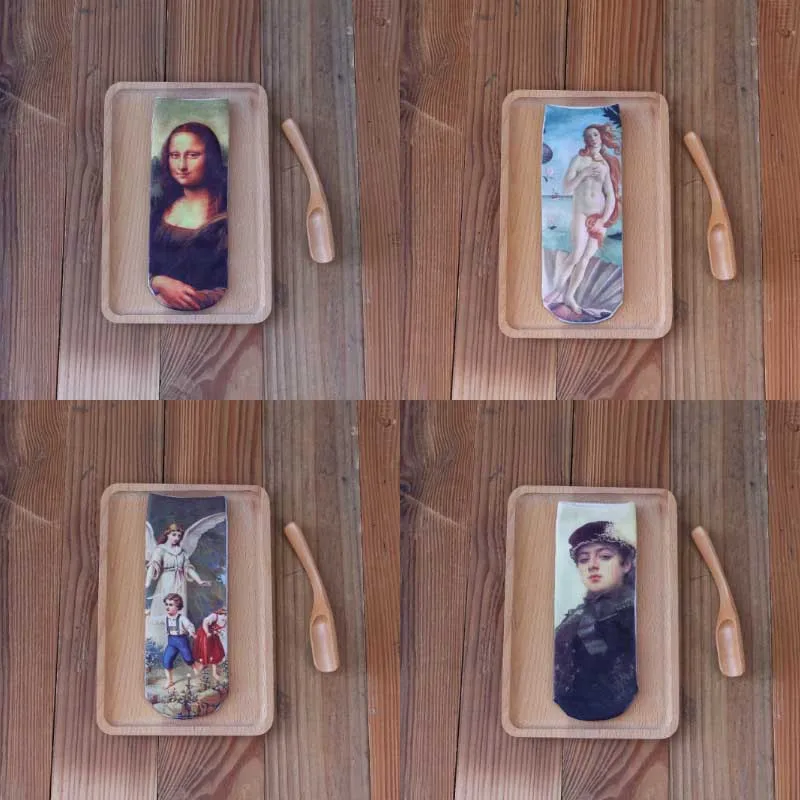 [WPLOIKJD]3D Print Art Abstract Oil Painting Harajuku Van Gogh Socks Japanese Ankle Socks Women Creative Meias Calcetines Mujer