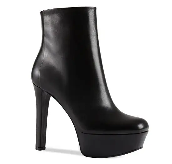 

Spring and autumn woman black round toe high heel ankle boots Ladies platform super high thin heel shoes Fashion short boots