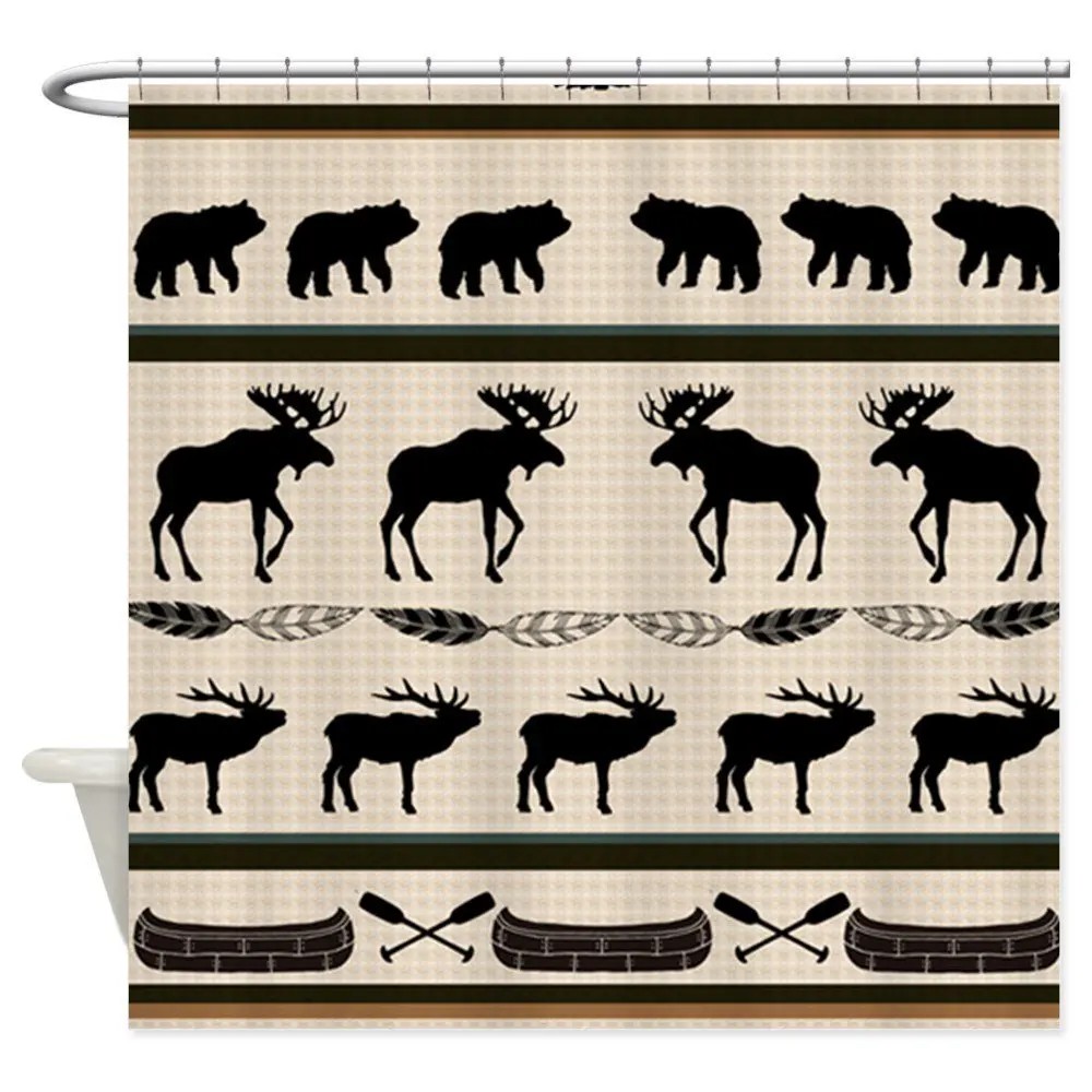 Mountain Cabin Blanket Design Decorative Fabric Shower Curtain Bath