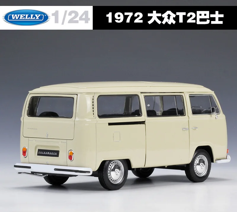 Welly 1:24 Масштаб литья под давлением Модель автомобиля игрушки для Volkswagen Van РЕТРО ПРИНТ T2 автобус сплав 1972 VW автобус Отличный для ребенка подарок игрушки