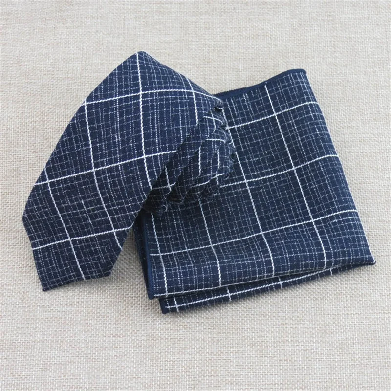  Classic Plaid Necktie Suits for Tie&Handkerchief Set Wedding Gravatas Slim Business Cravat Pocket S