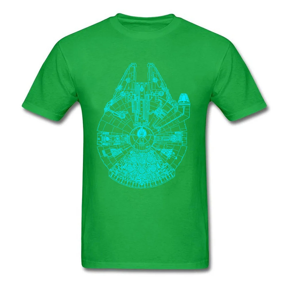 Blue Millennium Falcon Design Tops T Shirt for Men All Cotton Summer Fall Round Collar T-shirts Slim Fit Sweatshirts Discount Blue Millennium Falcon green