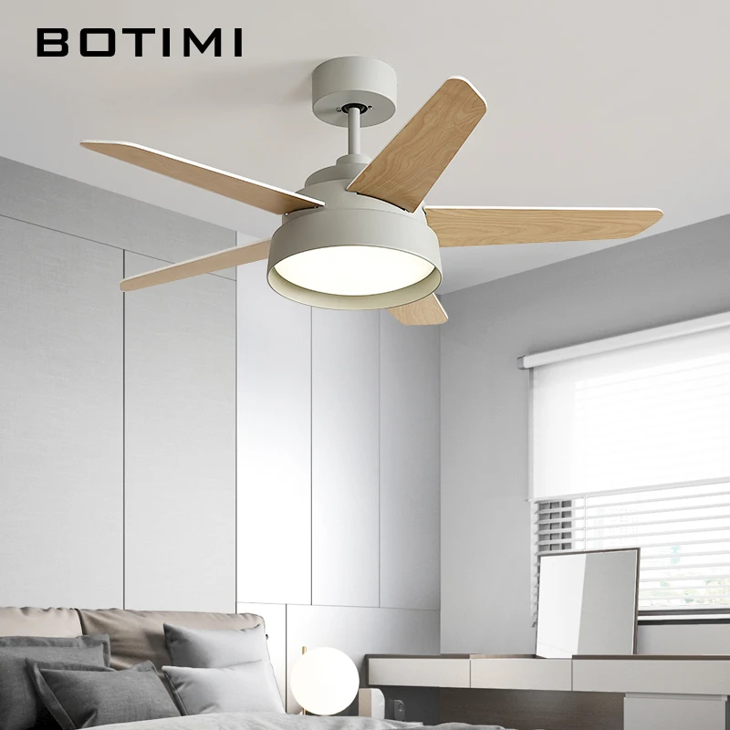 BOTIMI Nordic 220V Потолочная люстра вентилятор для Гостиная 42 дюймов Ventilador de techo потолочный вентилятор с подсветкой на пульте Функция охлаждения лампы