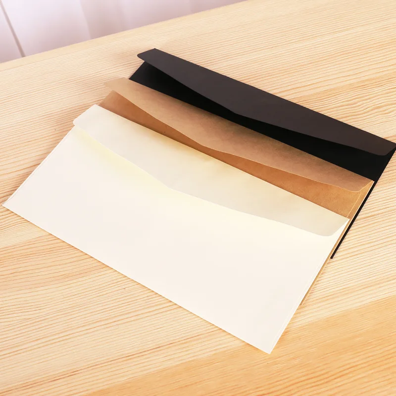 11x21 см Крафт белый(не чисто белый) черный бумажный конверт сообщение письмо хранилище канцелярских товаров бумага подарок свадебные приглашения Обложка
