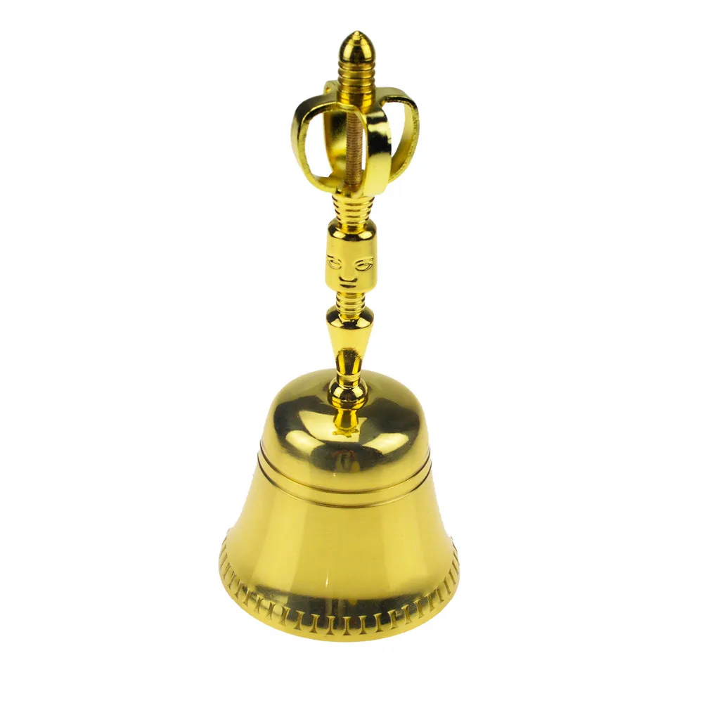 Feng Shui Golden Seven Metal Tibetan Hand Bell M5002in Figurines