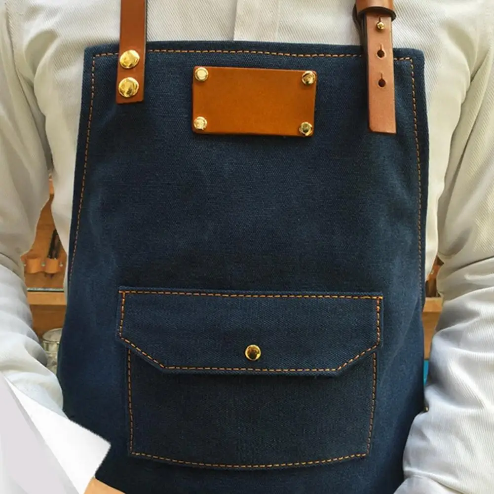 Denim Aprons Simple Cafe Chef Uniform Aprons Unisex Adult Jeans Aprons for Woman Men's Male Lady's Kitchen Cooking Pinafores
